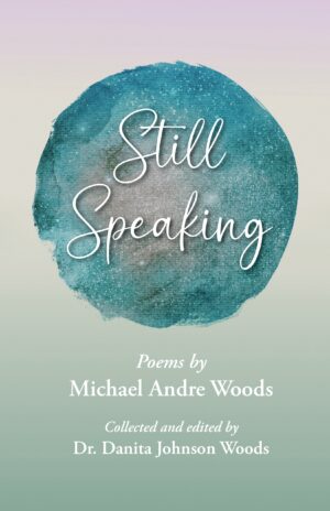 Book cover: teal watercolor circle, Still Speaking