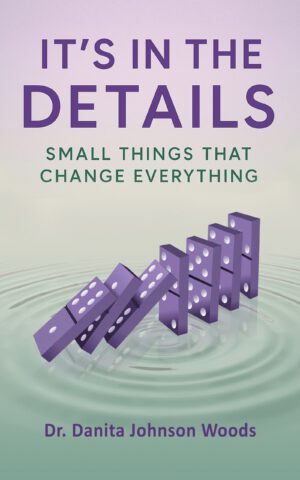 Book cover 'It's in the Details' purple dominoes